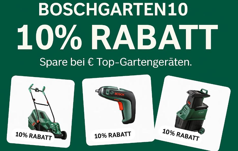 Ebay: Gartengeräte von Bosch mit zehn Prozent Rabatt