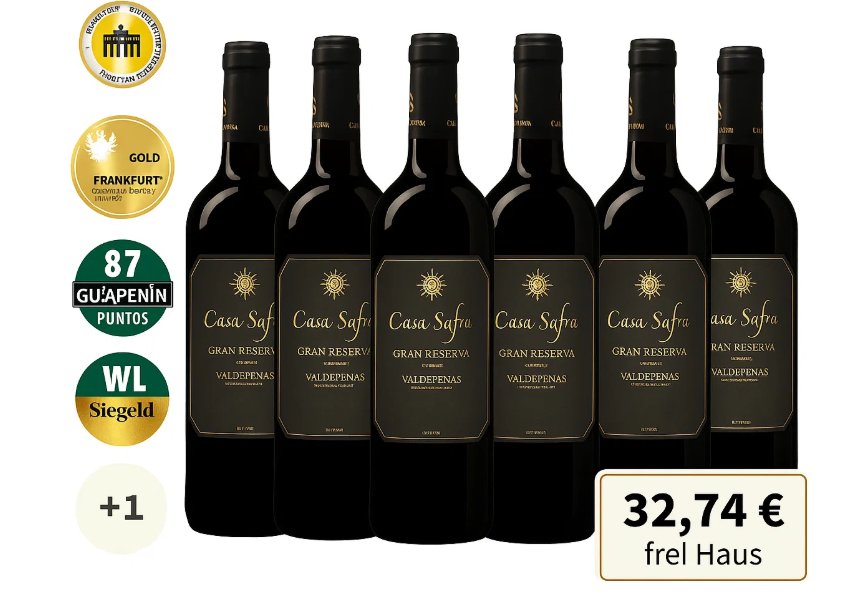 Weinbörse: 6 x goldprämierter "Casa Safra" aus 2018 für 32,74 Euro