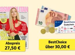 Cosmopolitan: 5 Ausgaben für 27,50 Euro inklusive Gutschein über 30 Euro