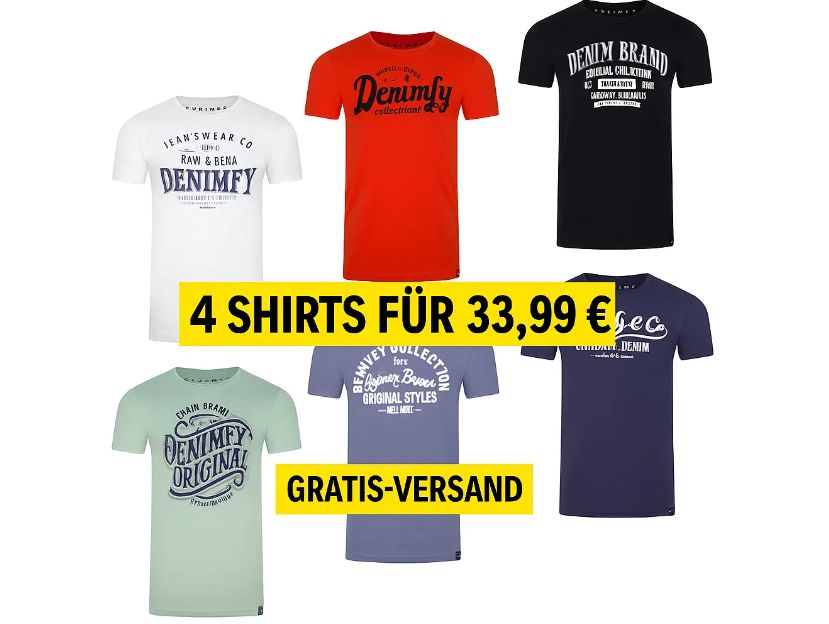 Ebay: Viererpack Denimfy-Shirts für 33,99 Euro frei Haus