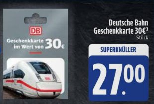 Deutsche Bahn: Geschenkekarte bei Edeka & Co. mit 3 Euro Rabatt