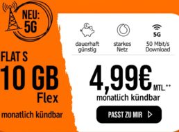 Nur noch kurze Zeit: 10 GByte 5G-Daten, monatlich kündbar für 4,99 Euro