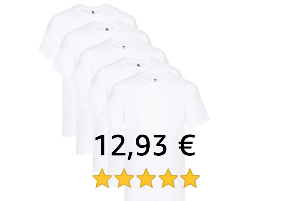 Fruit of the Loom: Fünferpack T-Shirts ab 12,93 Euro