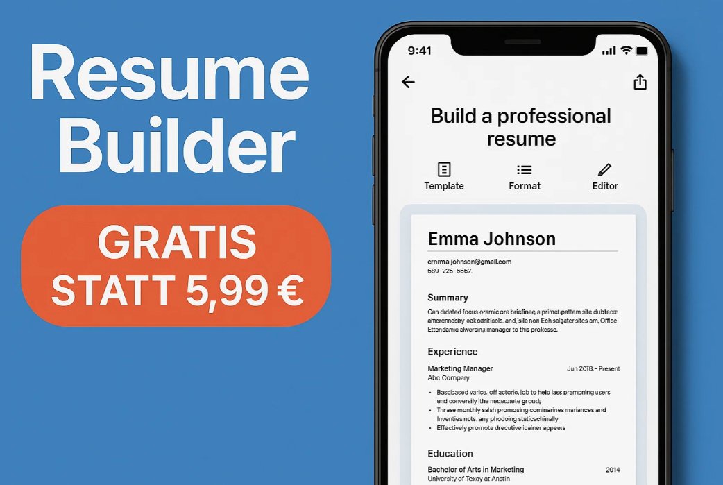 Gratis: App "CV Maker" derzeit für 0 statt 5,99 Euro