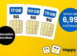 Happy SIM: 17 GByte 5G, monatlich kündbar für 6,99 Euro