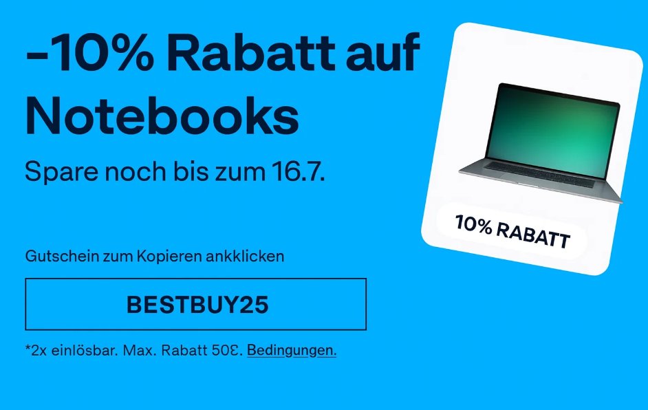 Ebay: 10 Prozent Rabatt auf Notebooks und Tablets