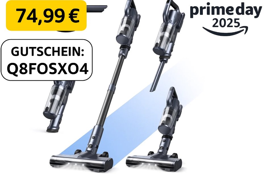 Prime Day: Akku-Staubsauger mit 30.000 Pa für 74,99 Euro frei Haus