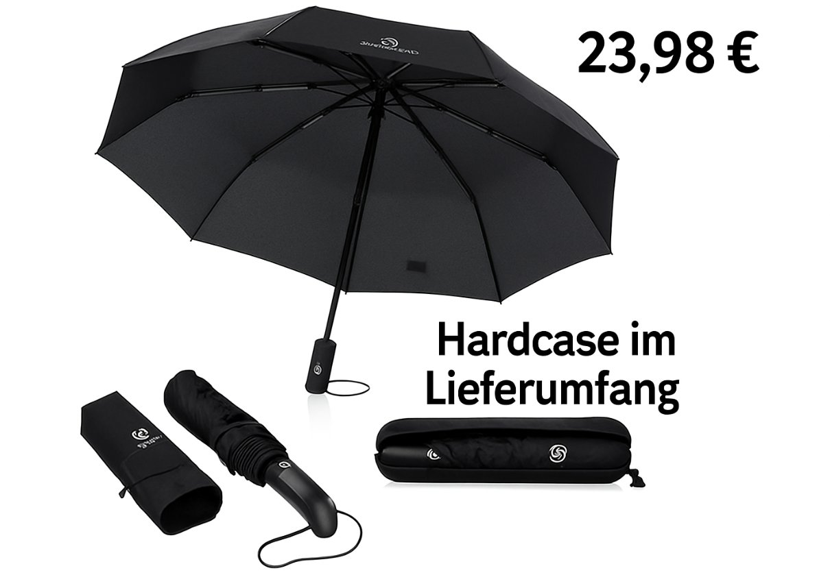 Amazon: Bestseller-Regenschirm mit Hardcase für 23,98 Euro