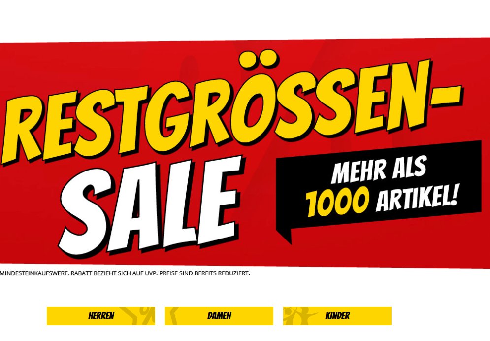 Sportspar: Restgrößen-Sale bis zum 1. August