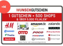 Rewe Kartenwelt: Wunschgutschein (auch Amazon) mit fünf Prozent Bonus