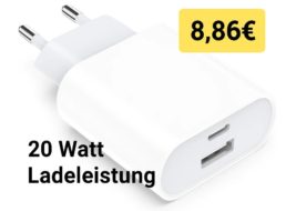 Amazon: 20-Watt-Ladegerät mit 2 Ports für 8,86 Euro