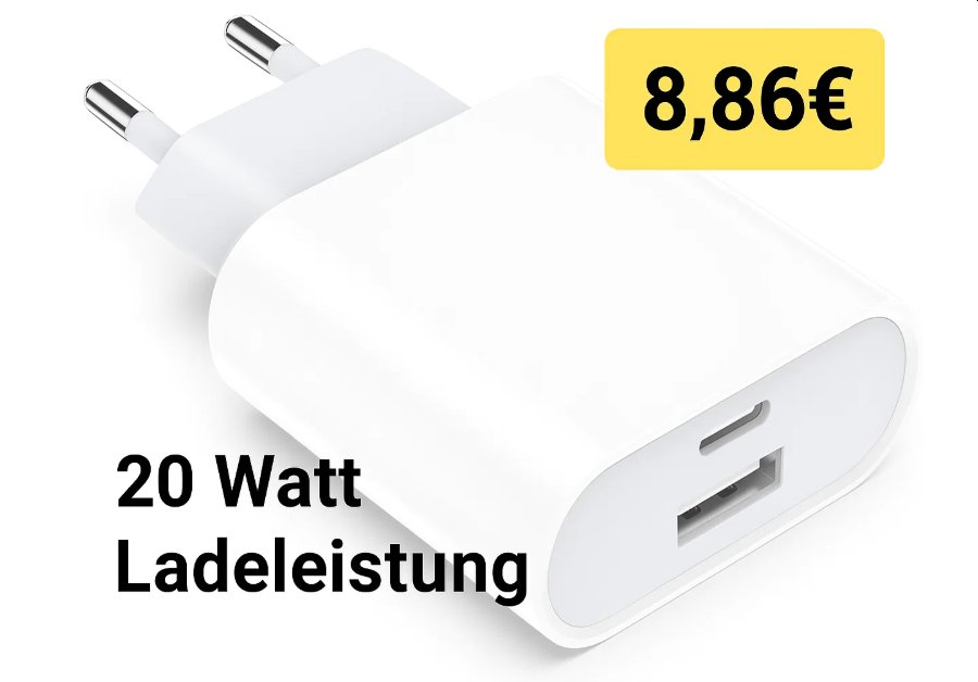 Amazon: 20-Watt-Ladegerät mit 2 Ports für 8,86 Euro