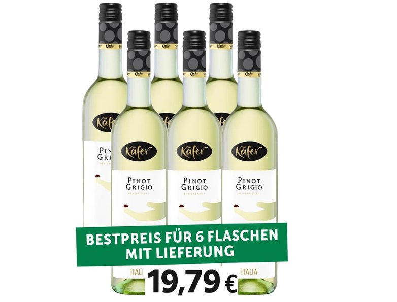 Feinkost Käfer: Pinot Grigio im 6er-Pack für 19,79 Euro frei Haus