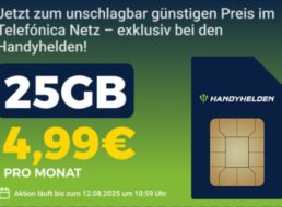 Handyhelden: 25 GByte 5G-Flat für 4,99 Euro