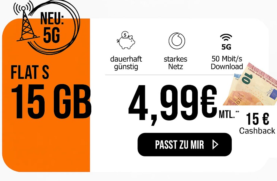 Logitel: 15 GByte 5G für 4,99 Euro mit 15 Euro Cashback