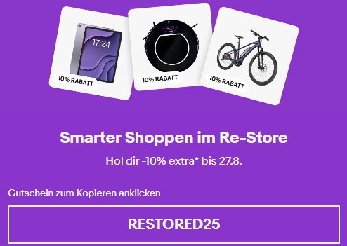 Ebay: 10 Prozent Rabatt auf B-Ware