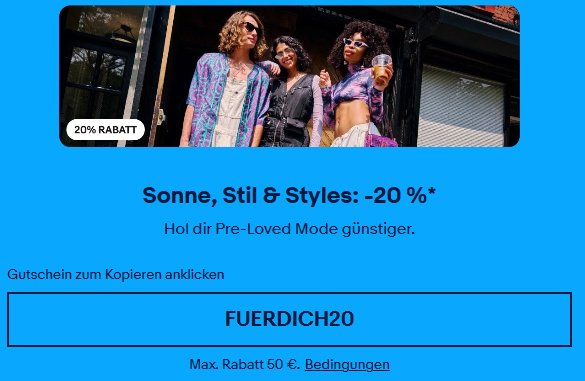 Ebay: Mode-Gutschein über 20 Prozent