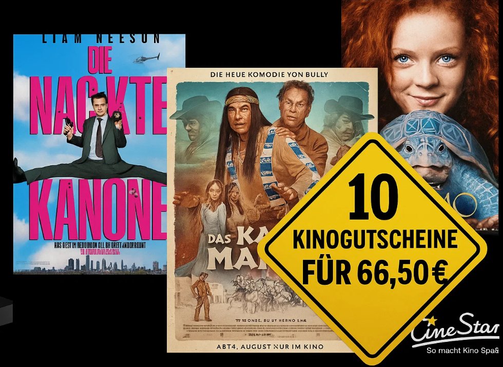 Cinestar: Kinotickets im 10er-Pack für 66,50 Euro