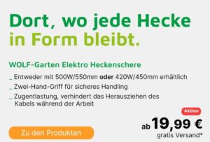 Völkner: Heckenschere von "Wolf Garten" für 19,99 Euro frei Haus