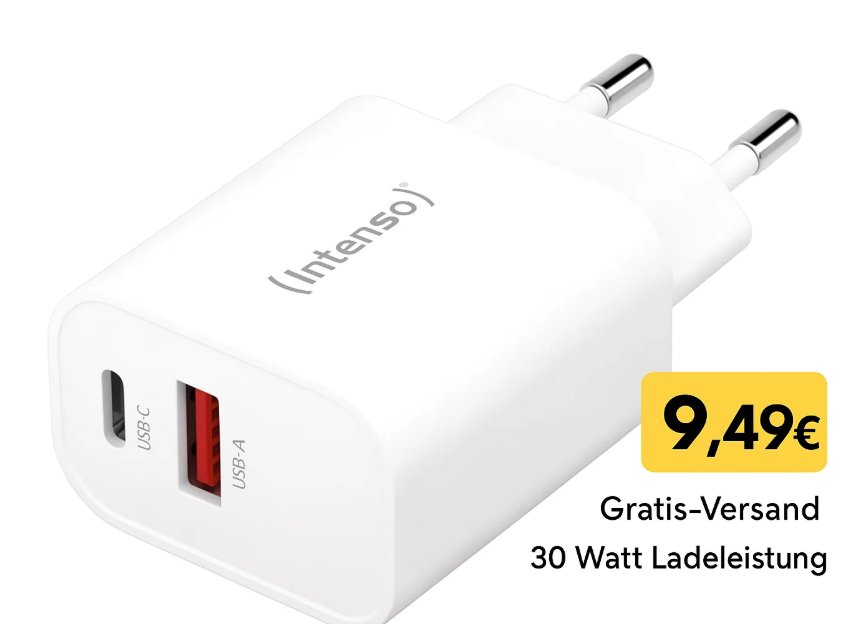 Ebay: Intenso-Ladegerät mit 30 Watt für 9,49 Euro frei Haus