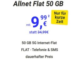 Mega SIM: Aktionstarif mit 50 GByte 5G-Daten für 9,99 Euro