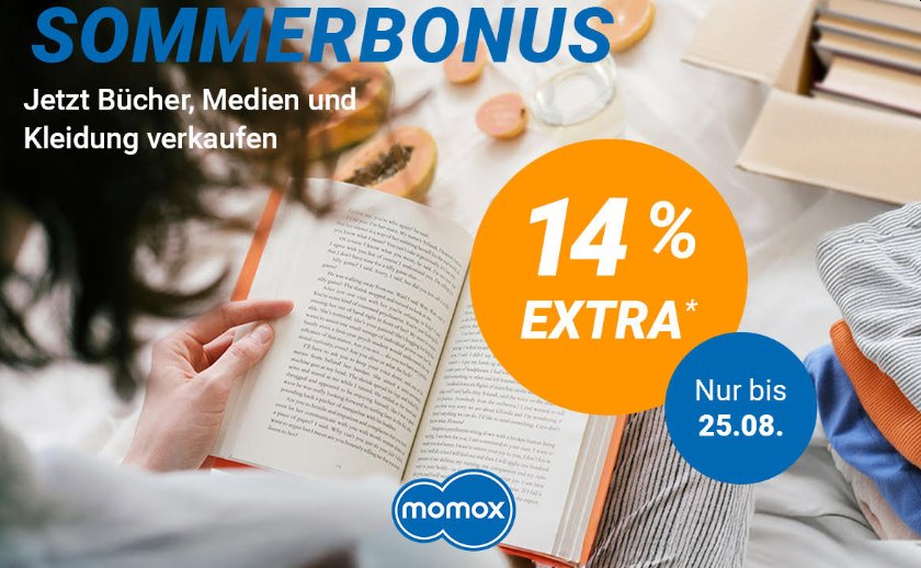 Momox: 14 Prozent Bonus beim Verkauf von Büchern, Medien und Kleidung