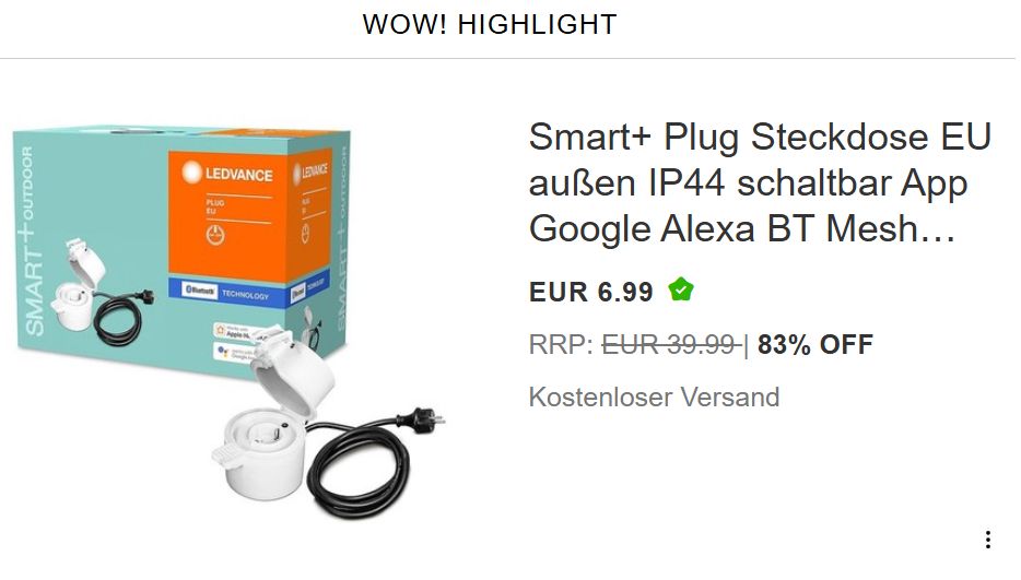 Ebay: Smarte Outdoor-Steckdose für 6,29 Euro frei Haus