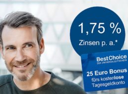 BBBank: 1,75 Prozent Tagesgeldzins und 25 Euro Bonus