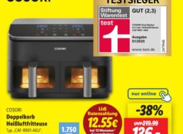 Lidl: Testsieger-Heißluftfritteuse für 136 Euro