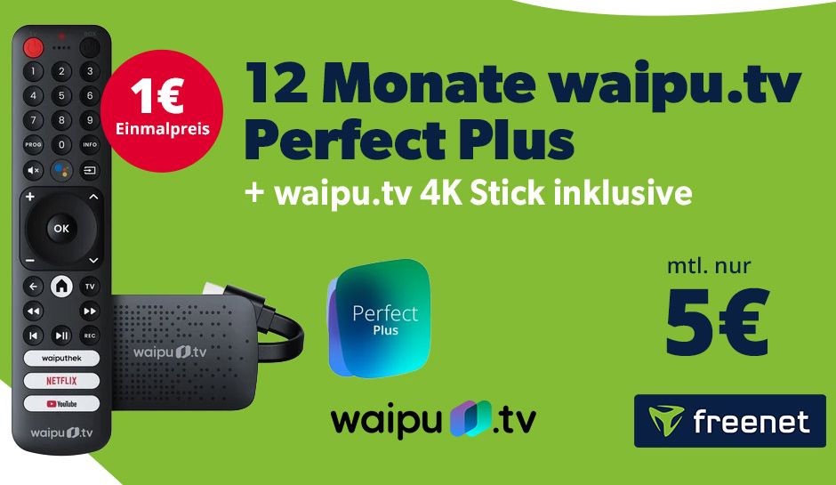 Waipu.tv: Stick für 1 Euro und Jahrespaket "Perfect Plus" für 60 Euro