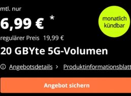 Vodafone-Netz: 20 GByte 5G, monatlich kündbar für 6,99 Euro