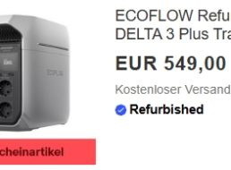 Ebay: Powerstation „EcoFlow Delta 3 Plus“ als B-Ware für 499 Euro