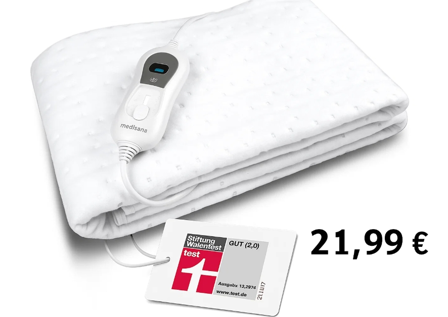 Amazon: Medisana-Heizdecke mit gutem Testergebnis für 21,99 Euro