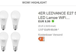 Ebay: Viererpack smarte LED-Birnen für 9,99 Euro frei Haus