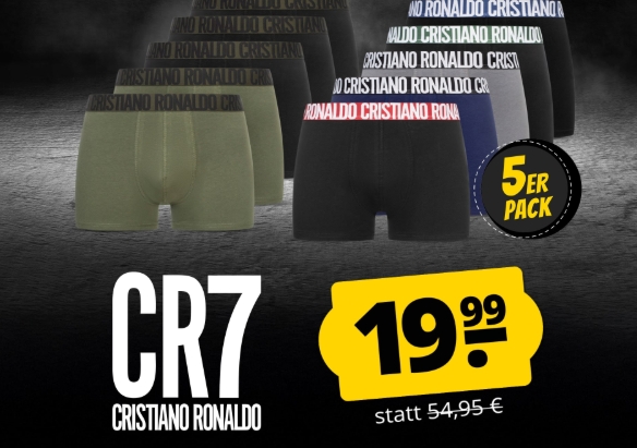 Sportspar: CR7-Boxer im 5er-Pack für 19,99 Euro