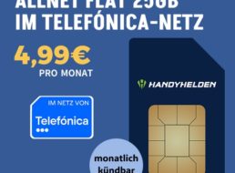 Handyhelden: 25 GByte 5G-Daten, monatlich kündbar, für 4,99 Euro