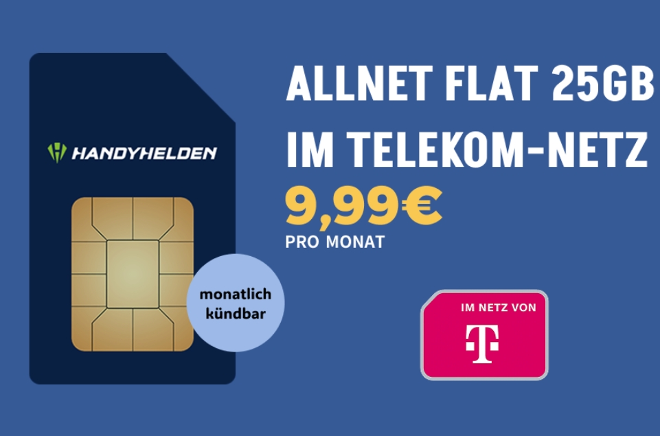 Telekom-Netz: 25 GByte 5G-Volumen, monatlich kündbar für 9,99 Euro