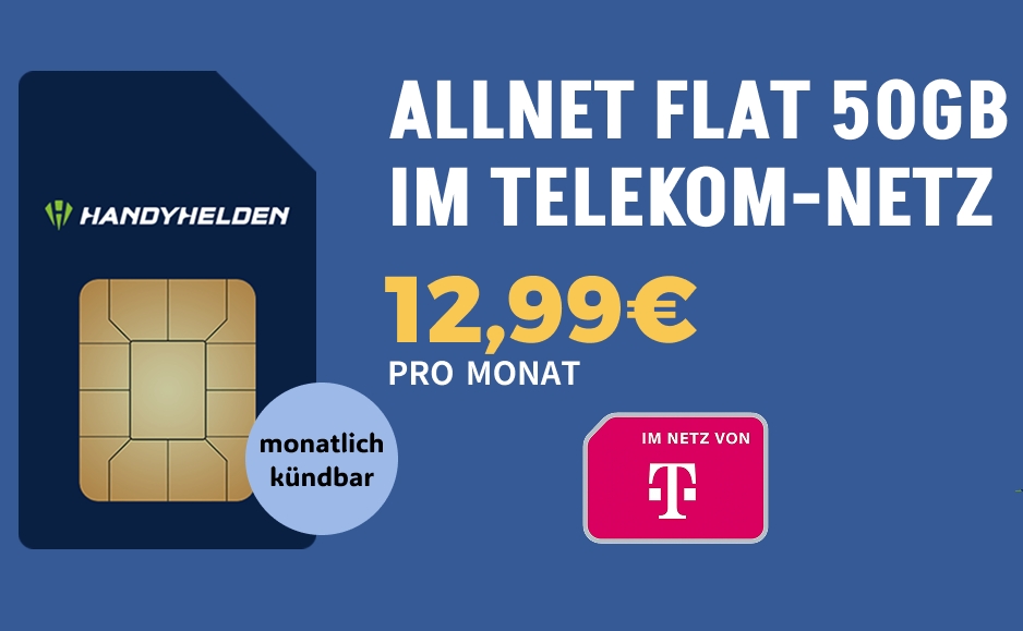 Handyhelden: 50 GByte 5G-Daten im Telekom-Netz für 12,99 Euro