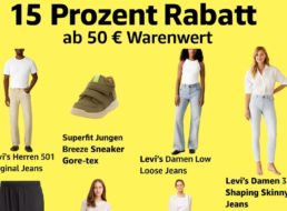 Amazon: 15 Prozent Rabatt auf Mode ab 50 Euro Warenwert
