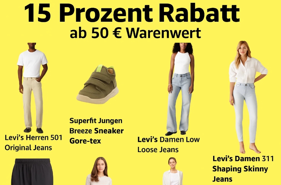 Amazon: 15 Prozent Rabatt auf Mode ab 50 Euro Warenwert