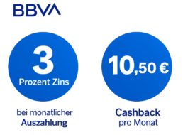 Knaller: BBVA bietet 3 Prozent Zins und 63 Euro Cashback