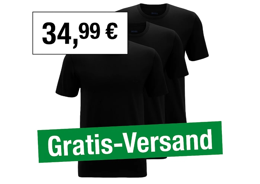 Boss: T-Shirts im Dreierpack für 34,99 Euro frei Haus