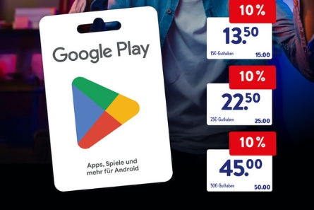 Aldi-Süd: Guthaben für "Google Play" mit 10 Prozent Rabatt