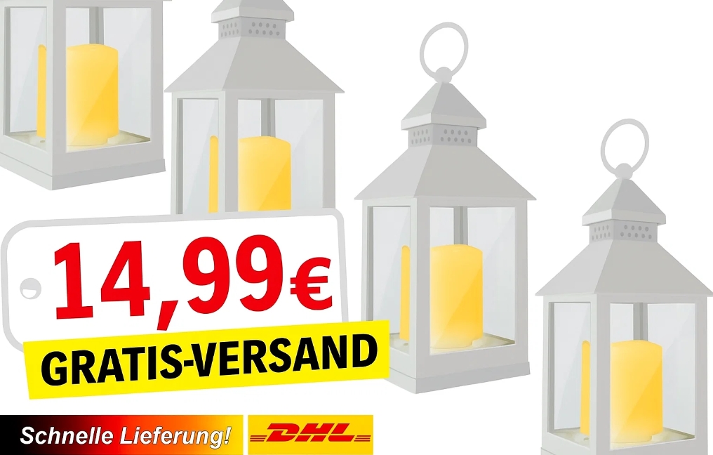 Ebay: Dekolaternen im Viererpack für 14,99 Euro frei Haus