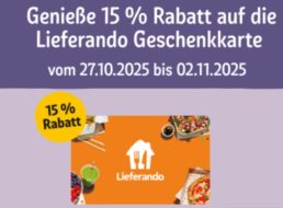 Lieferando: Guthabenkarten mit 15 Prozent Rabatt bei Rewe