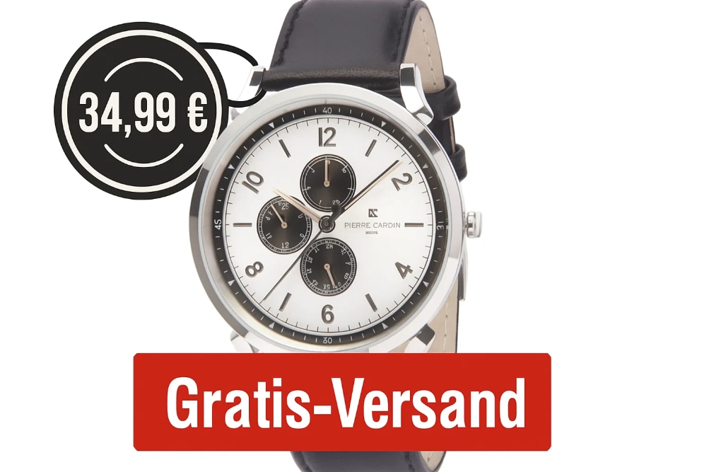 Pierre Cardin: Armbanduhr mit Multi-Ziffernblatt für 34,99 Euro