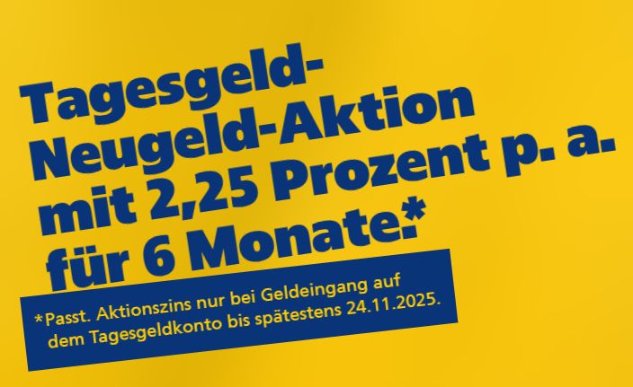 Postbank: Tagesgeldzins von 2,25 Prozent für 6 Monate