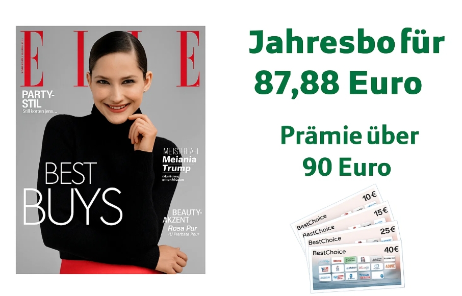 Elle: Jahresabo für 87,88 Euro mit Gutschein über 90 Euro
