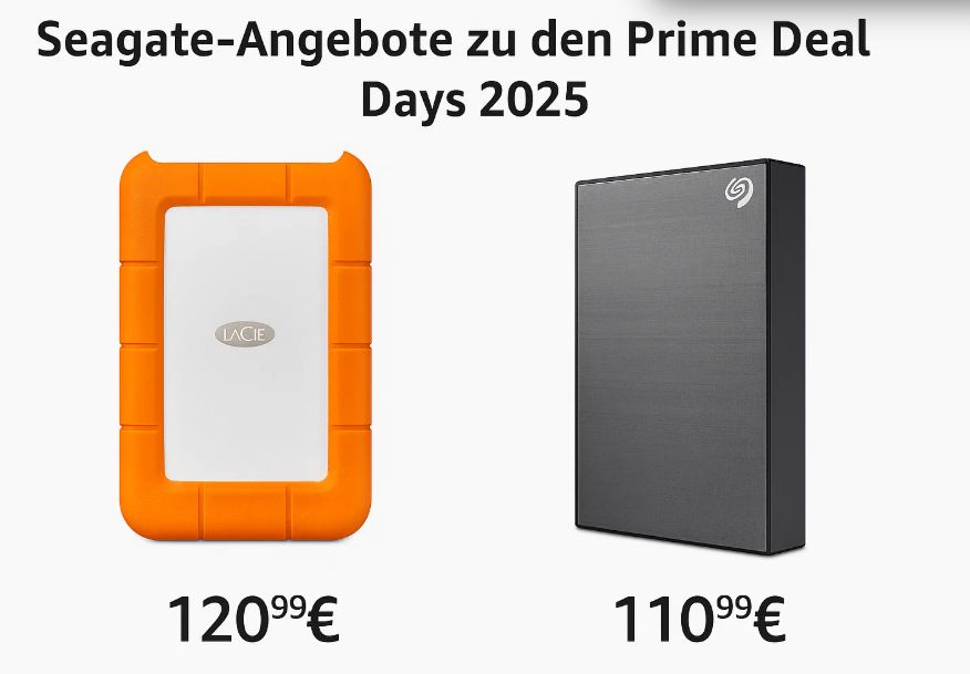 Prime Deal Days: Seagate-Speicherschnäppchen bis Mittwoch