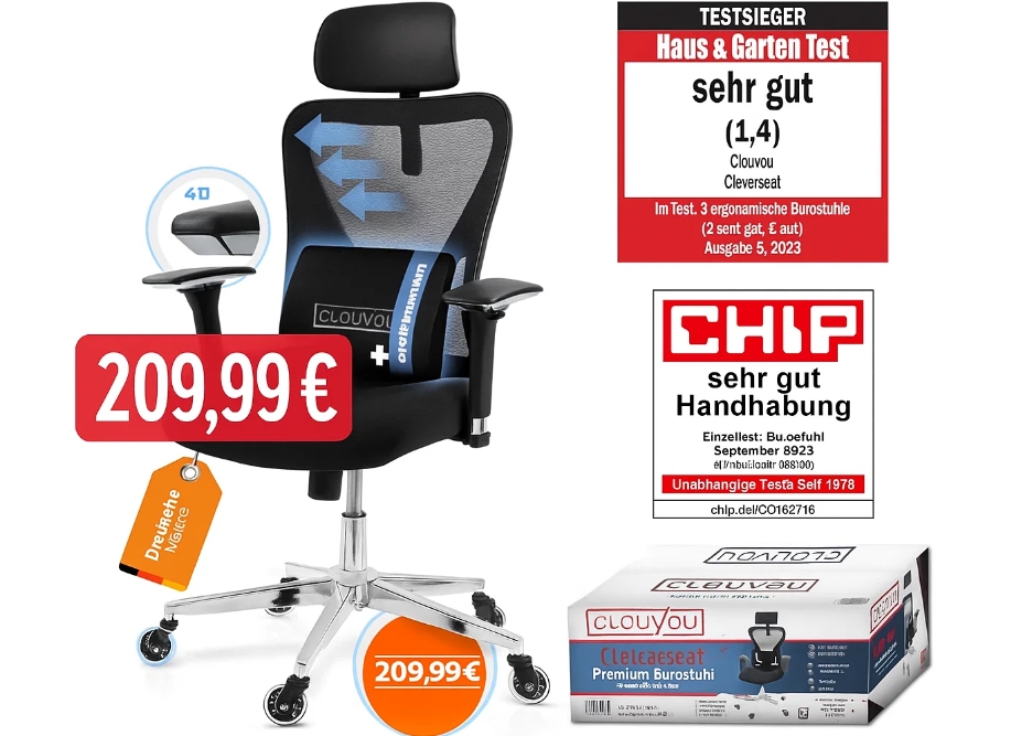 Amazon: Testsieger-Bürostuhl jetzt für 209,99 Euro frei Haus